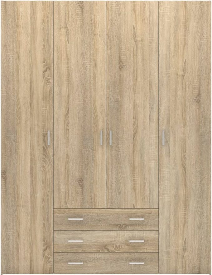 Spell Kledingkast - 200.4 cm hoog - 4 deuren en 3 lades - Eiken decor
