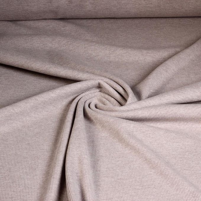 Rib jersey katoen beige melange 2,5 meter