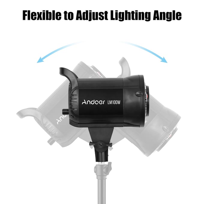 Andoer LM100W Draagbare LED Fotografie Invullicht 100W Studio Videolicht 5600K Dimbaar Bowens UK Plug black