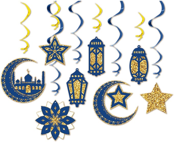 BTH - Eid Mubarak Slingers - Ramadan Decoratie - Suikerfeest - Versiering - Blauw & Goud