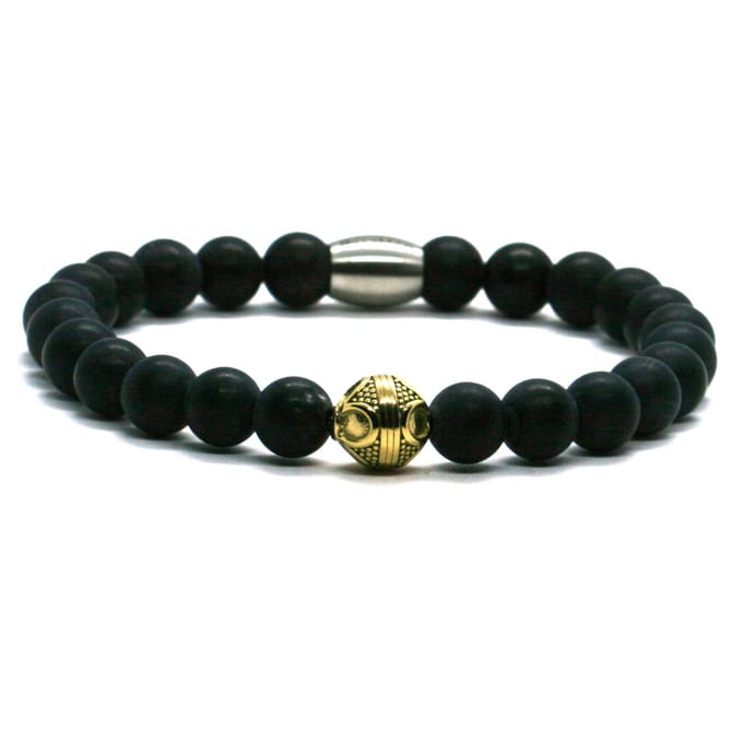 Heren armband onyx - goud RVS - IbizaMen