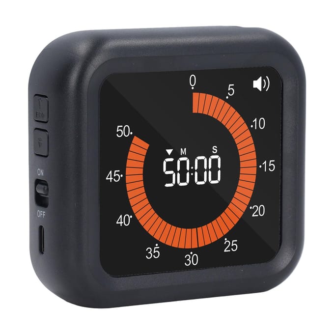 Minuteur Visuel Silencieux Rechargeable Dos Magnétique Compte à Rebours Minuteur Numérique avec Support pour Étude blanc