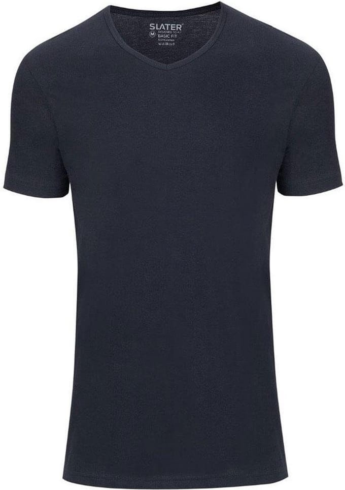 Slater 7810 - Basic Fit Extra Lang 2-pack T-shirt V-hals korte mouw navy 3XL 100% katoen