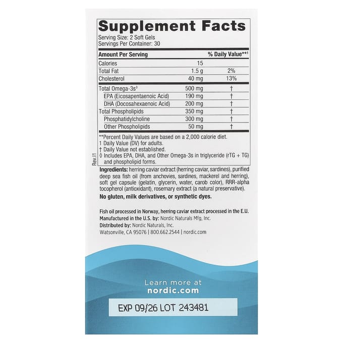 Nordic Naturals Omega-3 Phospholipids - 60 Softgels