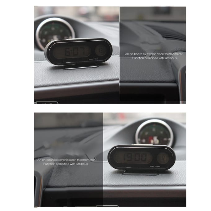 Auto Dashboard Klokken Lichtgevende Elektronische Klok met Temperatuurweergave Voor Auto Dashboard gray