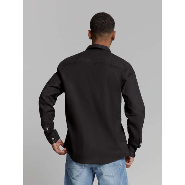 No Excess Shirt solid with linen black