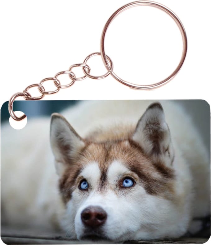 Sleutelhanger 6x4cm - Husky Liggend