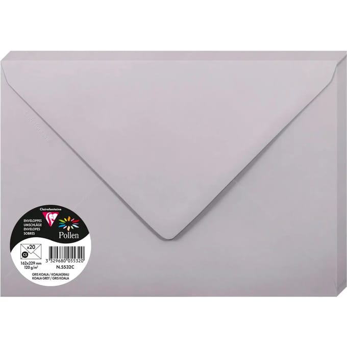 Stuifmeel van Clairefontaine enveloppe C5, koala grijs