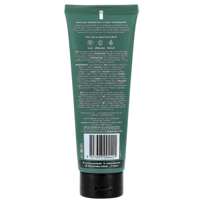 Super Green, Detoxifying Facial Scrub, Normal to Dry Skin Type, 125 Ml (4.23 Fl Oz) gray