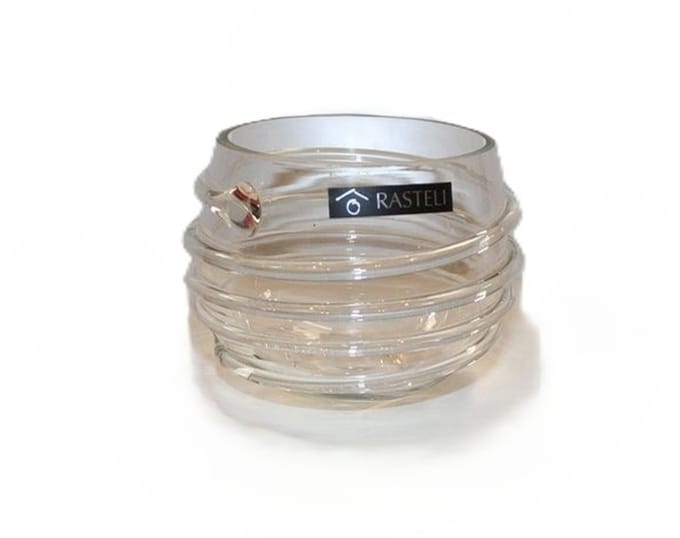 Rasteli - Kaarsenhouder - glas - transparant - D8 x H8 cm - 2 stuks