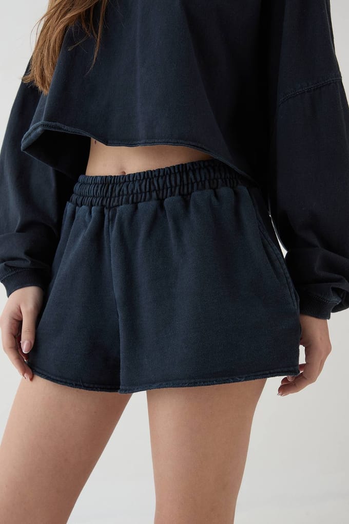 Dames Dsgn Studio Heavyweight Gewassen Sweat Short | Washed Black | Maat: Medium