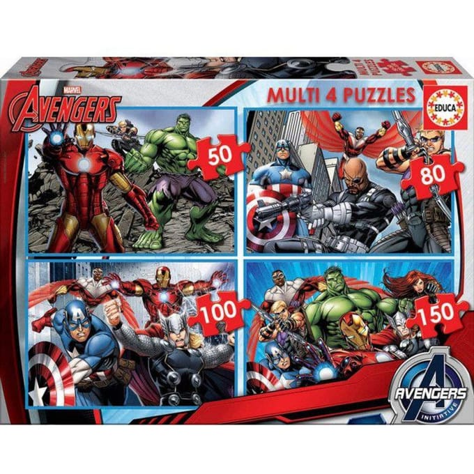 EDUCA - Puzzel - Multi 4 puzzels Avengers - Tekenfilms en strips - Minder dan 100 stukjes - Kind