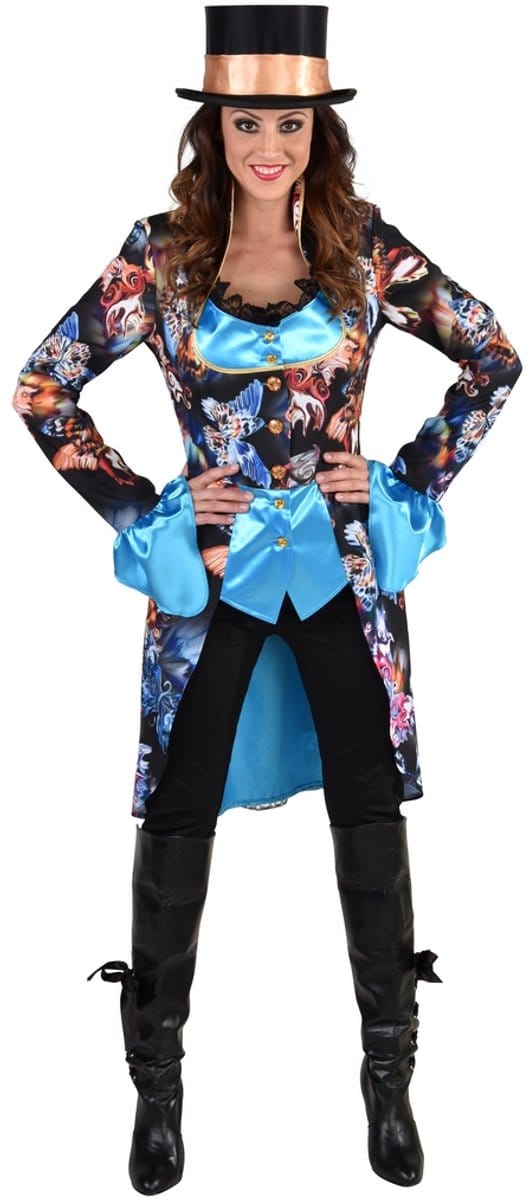 Magic Design Verkleedjas Vlinder Dames Zwart/blauw Mt Xs