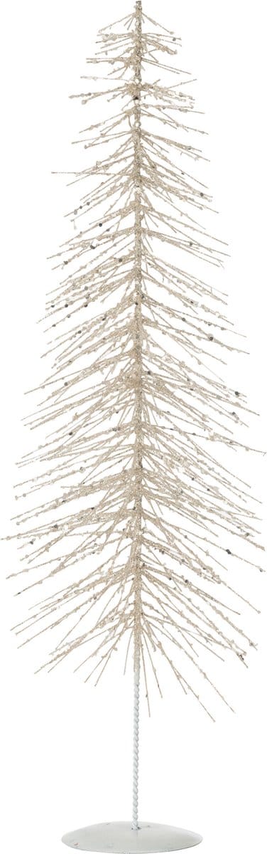 J-Line decoratie Kerstboom Glitter - metaal/kunststof - wit/zilver - large