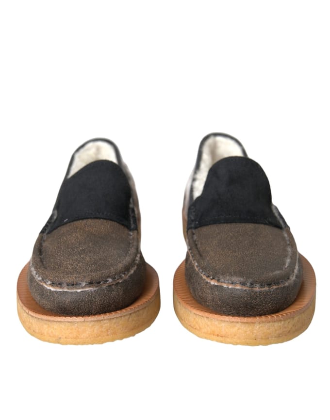 Dolce & Gabbana Bruin Zwart Bont Leren Instappers Heren Schoenen
