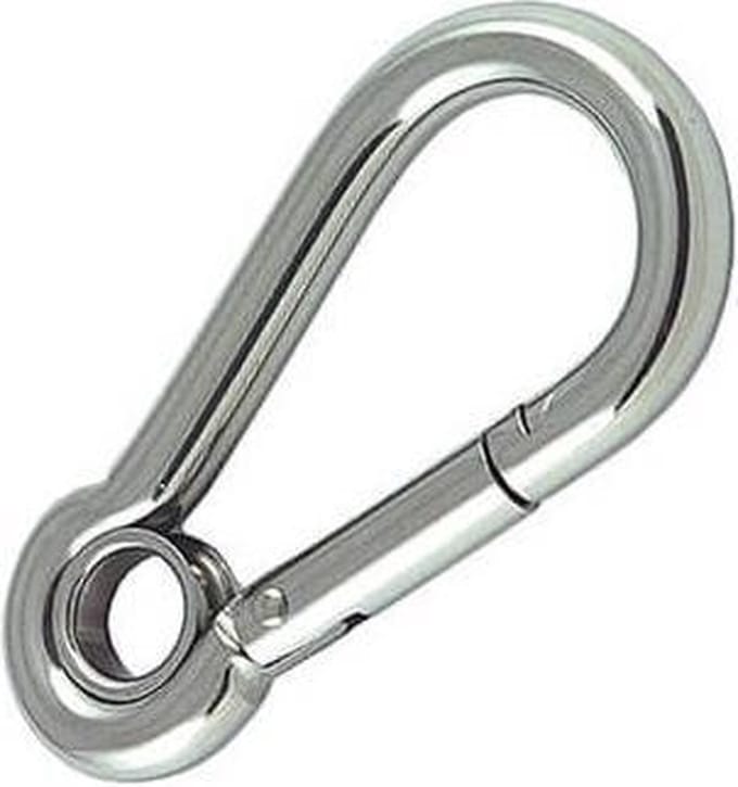 Karabijnhaak / carabiner 8x80mm - Met oog