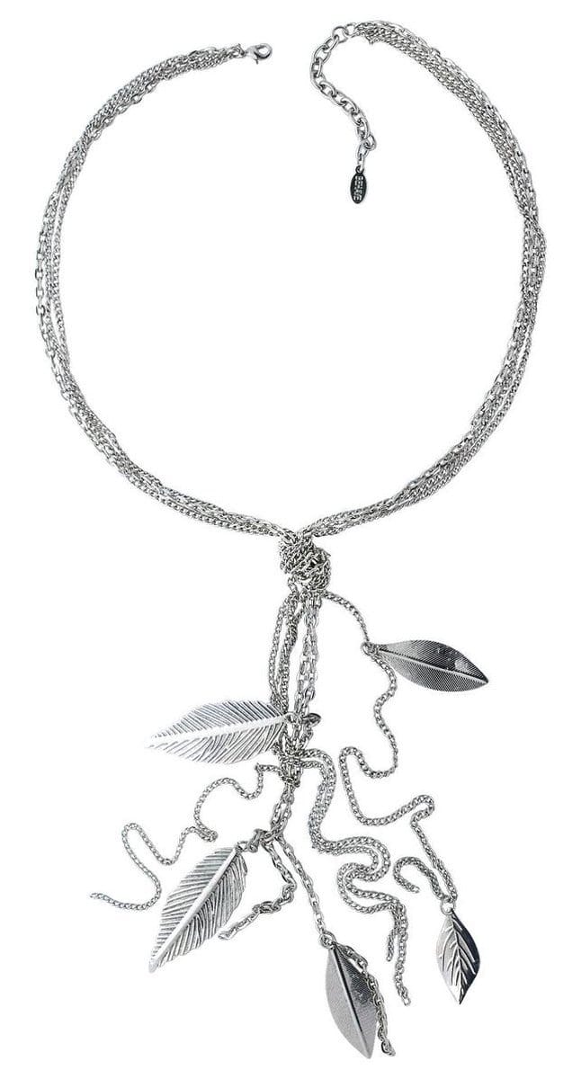 Behave - Statement ketting - Nature stijl - Zilverkleur bladeren - 52 cm