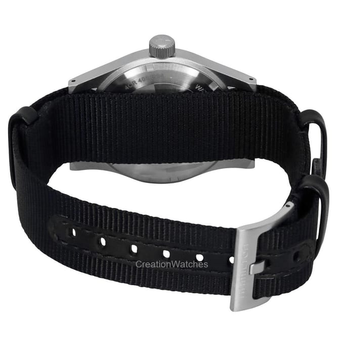 Hamilton Khaki Field Textiel Band Witte Wijzerplaat Automatisch H69439910 Herenhorloge wit