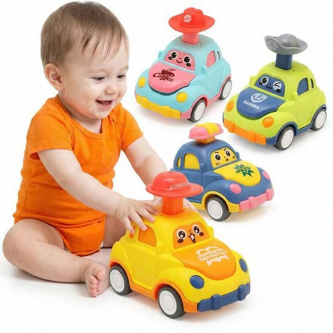 TEKROA® Auto speelgoed - Pull back auto - Press-and-go auto - Mini auto's - Speelgoedauto set 4stuks - Cadeau voor Jongens en Meisjes
