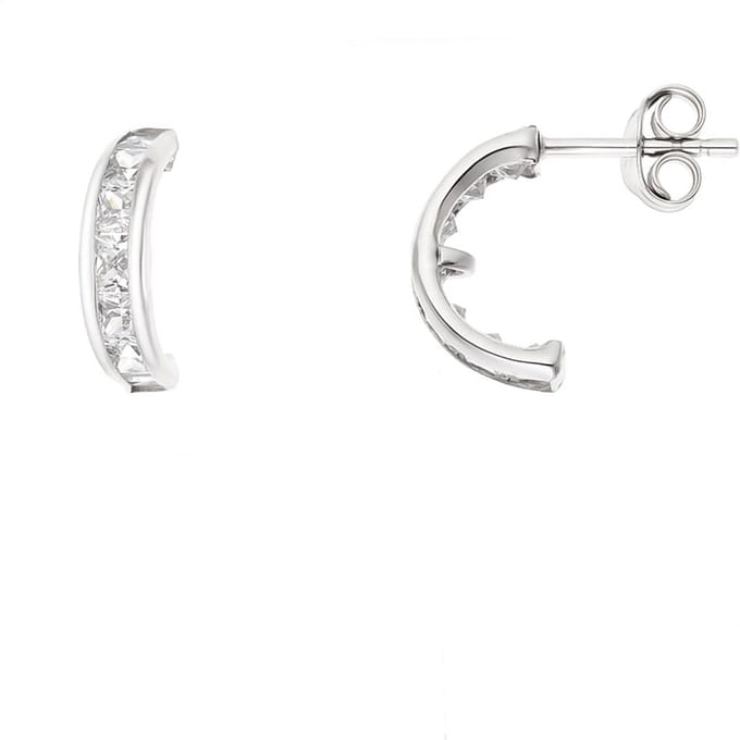 Halve Creolen Sieraden Zirkoniumoxiden en Silver 925 - Cream