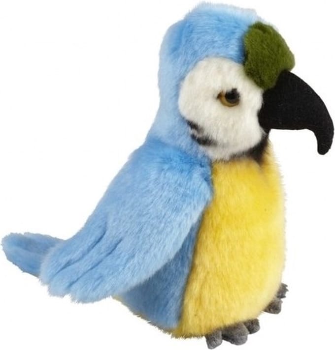 Ravensden Ara Papegaai Knuffel - Pluche - 18 cm - Blauw Geel - Kraalogen