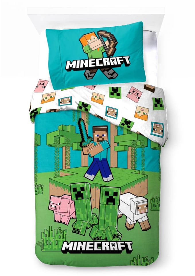 Minecraft Jungle Explore Dekbedovertrek 140 x 200 cm - Katoen (70 x 90 cm)