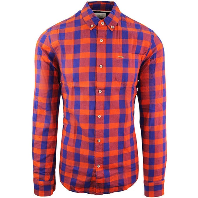 Scotch & Soda Geruit Heren Overhemd Oranje