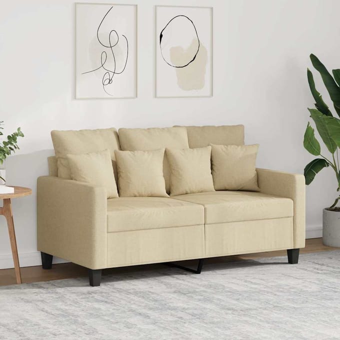 Vidaxl 2-Persoons Bank, Crème, 120 Cm, Bekleed met Stof