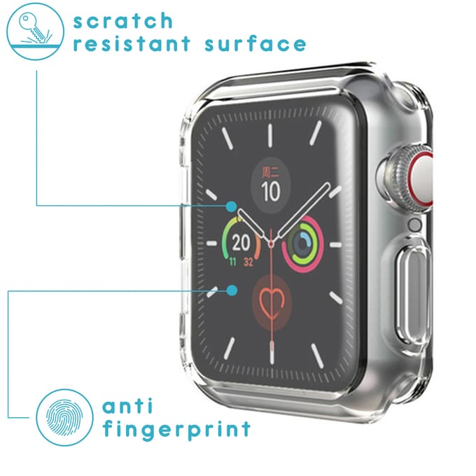Hoesje Full Cover - Geschikt voor Apple Watch 4 / 5 / 6 / SE - 44 mm - Screen protector - Case/Cover - Transparant