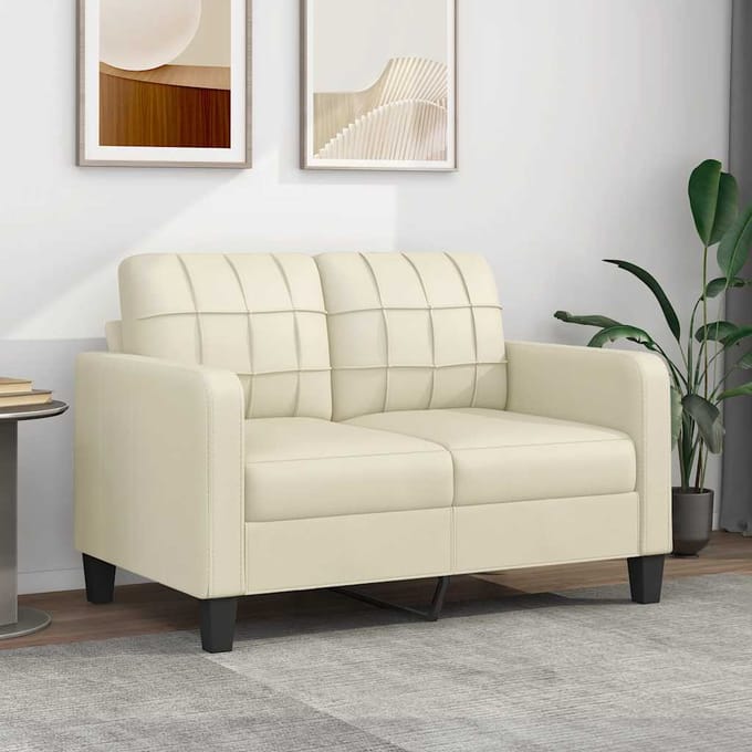 vidaXL - Tweezitsbank - 120 - cm - kunstleer - crèmekleurig