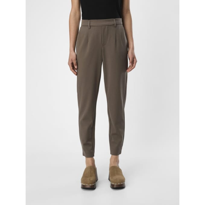 Object bruine dames broek   Slim Fit   Steekzakken   Elastische boord   Duurzaam   Regular waist Bruin 38