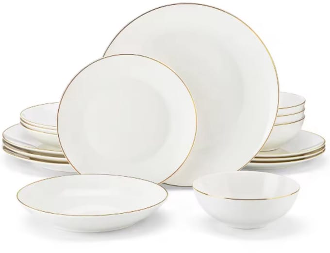 Vintage Serviesset – 4 persoons – 16 delig – Wit Keramisch – Eetborden – Breakfast Plates – Uniek servies