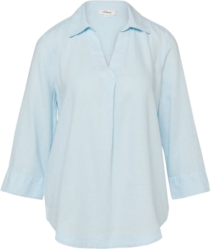 Linnen gemengde blouse met 3/4 mouwen en kraag voor dames s.Oliver