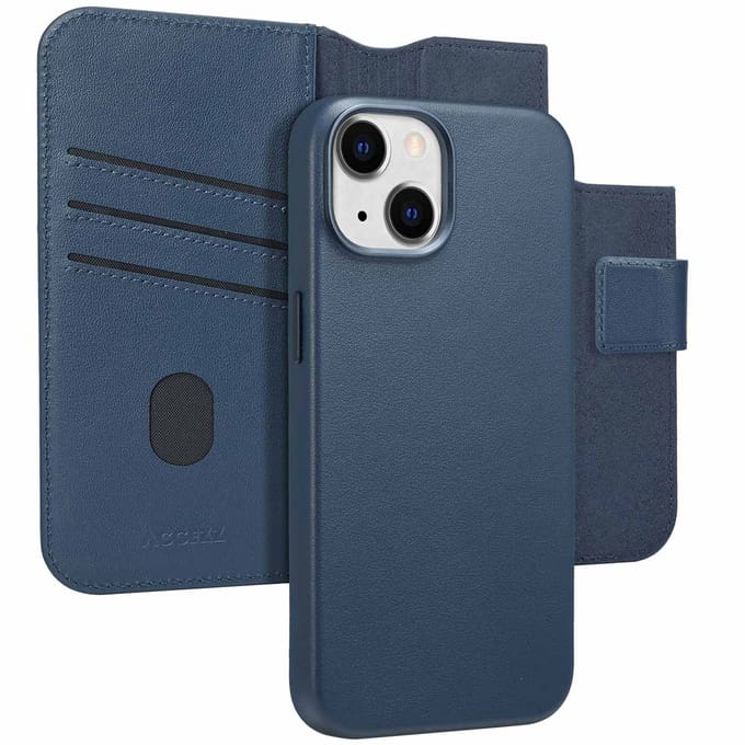 Accezz Hoesje - Geschikt voor Apple iPhone 14 - Leather Bookcase 2-in-1 geschikt voor MagSafe - Nightfall Blue