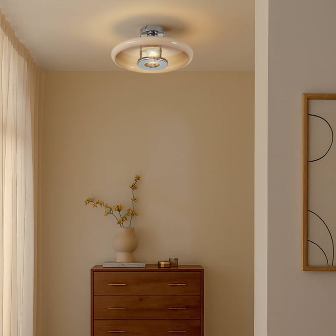 Lindby - plafondlamp - 1licht - metaal - H: 16 cm - E27 - beige