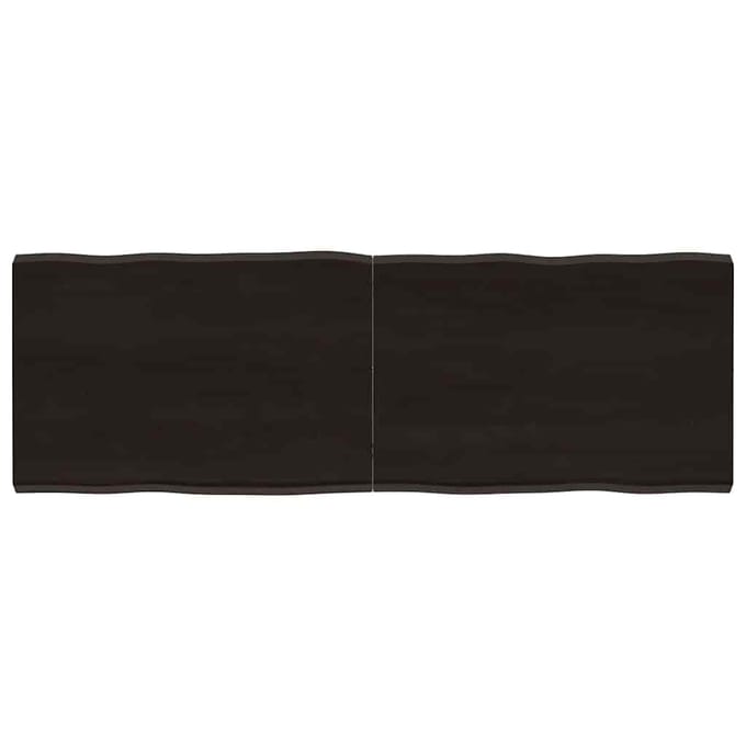 vidaXL - Tafelblad - natuurlijke - rand - 140x50x(2-4)cm - eikenhout - donkerbruin