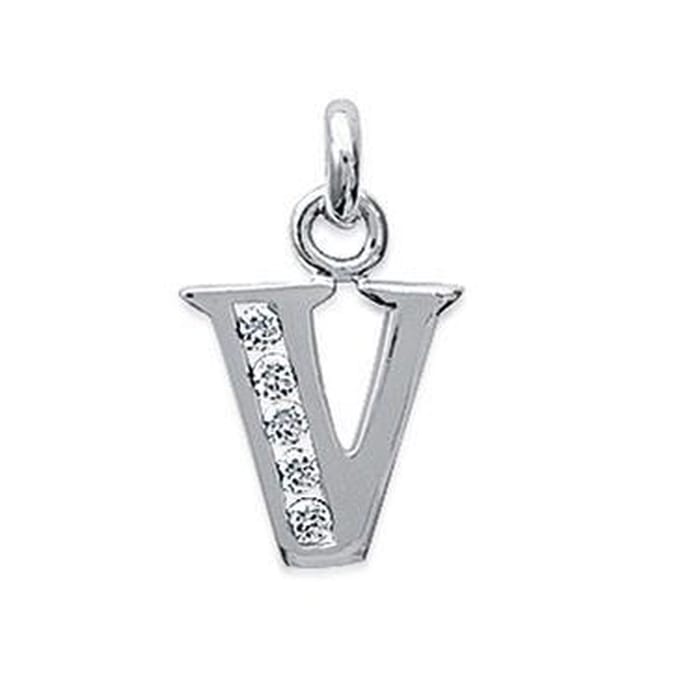 Blinx Jewels Zilveren Hanger Letter V Steentjes
