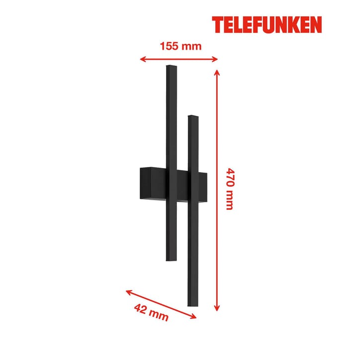Telefunken LED buitenwandlamp Graz indirect 2-lamps zwart