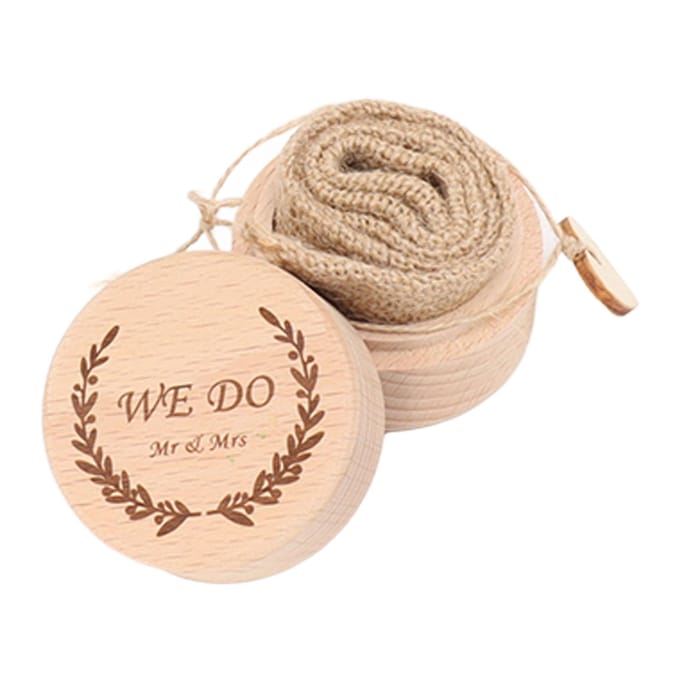 Houten Ringendoos Mode Elegant Gekerfd Draagbare Kleine Sieradendoos voor Voorstel Verloving Bruiloft beige