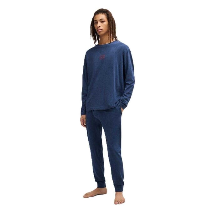 Boss Herenjas met streepjesmotief, normale pasvorm (Donkerblauw)