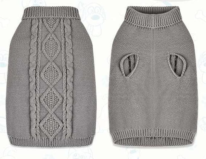 CE Serie - Hondenkleding - Warm Grijs Gebreid - Maat L