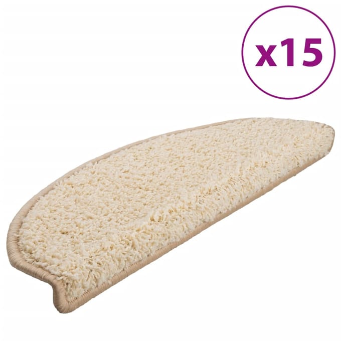 vidaXL - Trapmatten - 15 - st - 65x21x4 - cm - Crème - Halfrond - Groot