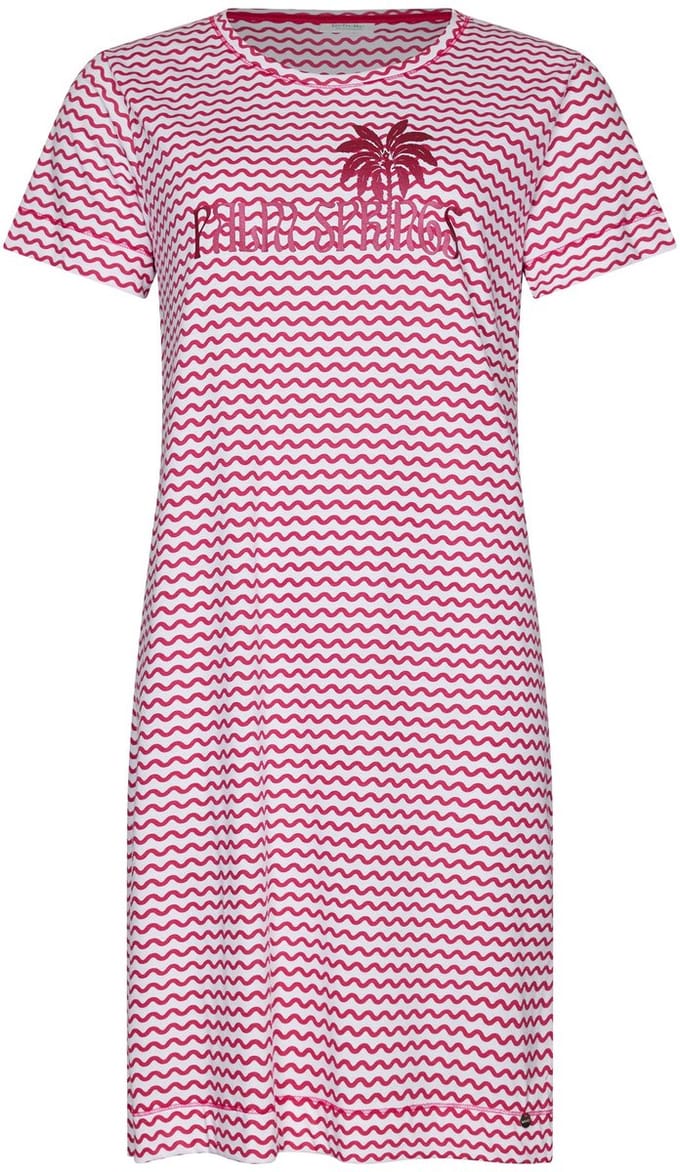 MyRebelle - Nachthemd - Palm Springs - Bio Katoen - Roze/Wit - Maat 38