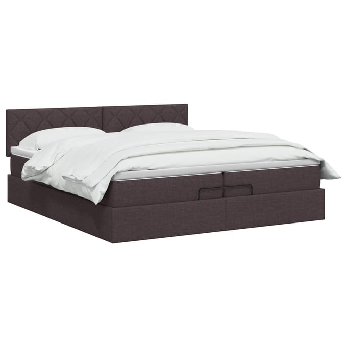 vidaXL - Ottoman - bed - met - matras - Donkerbruin - 200 - x - 200 - cm - Stof