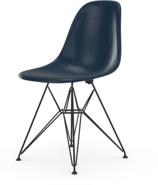 Vitra - Eames Fiberglass Side Chair DSR - Navy Blue - basic dark gepoedercoat - blauw