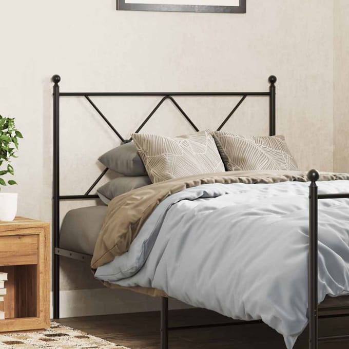 vidaXL - Vervangend - hoofdbord - 90 - cm - metaal - zwart