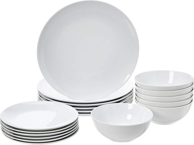 Serviesset 6 persoons- Wit - 18 delig Servies Set - Porcelein - Eetbord / dinerbord / kom