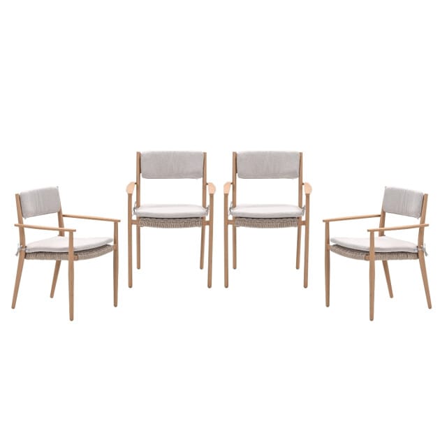 Garden Impressions Parijs tuinstoelen set van 4 – light teak look / desert sand