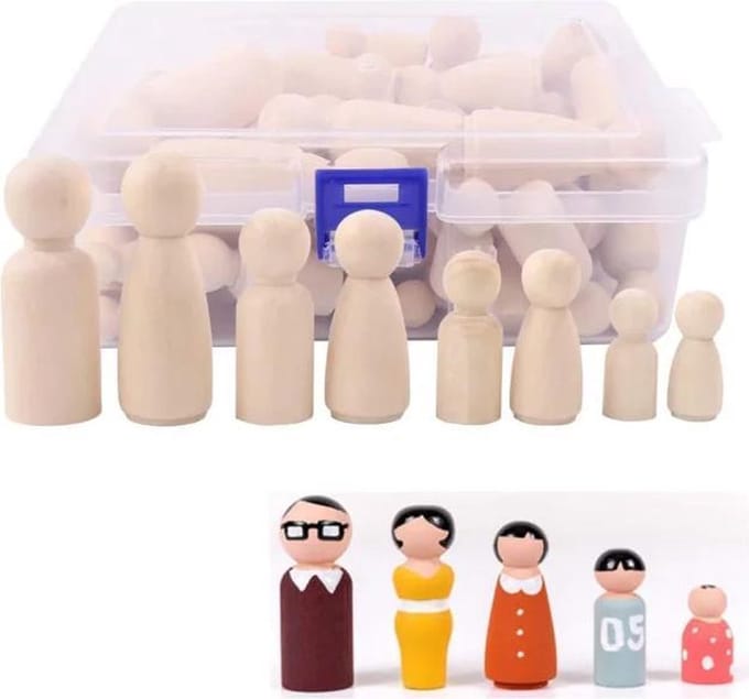 Houten peg dolls - Blanco poppetjes voor creatief bezig zijn - 50 stuks