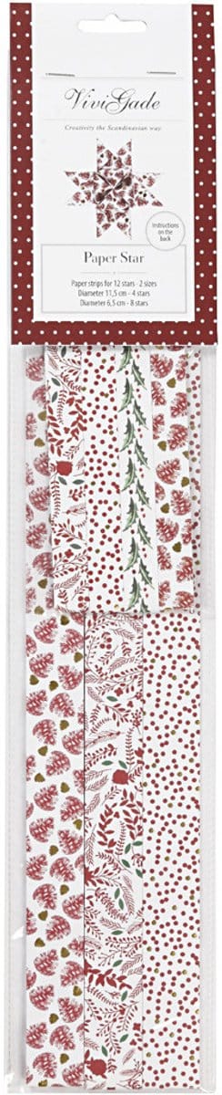 Papieren vlechtstroken, L: 44+78 cm, B: 15+25 mm, d 6,5+11,5 cm, rood, wit, 48 stroken